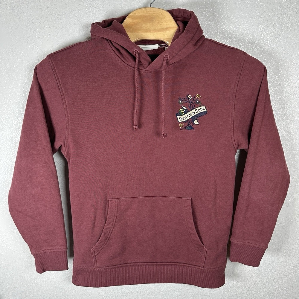 NEW Scotch & Soda Amsterdam Relaxed‎ Fit Wine Burgundy Fleece Hoodie Size Medium